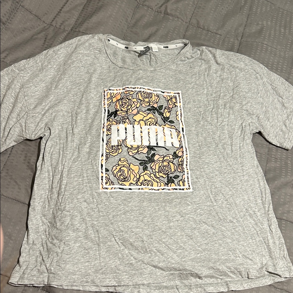 Puma Gray T-Shirt with Graphic Design